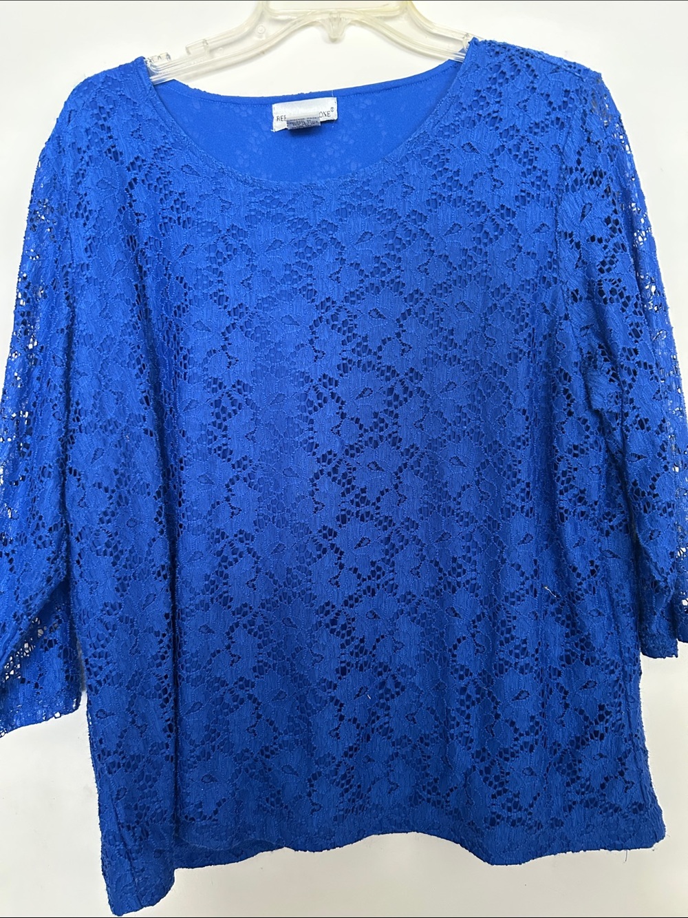 Rebecca Malone Cobalt Blue Lace Scoop Neck Blouse